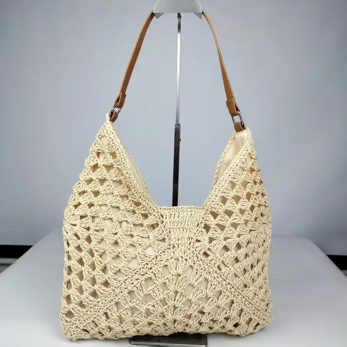 Sac à bandoulière en paille tressée tendance pour l'été, idéal pour la plage et les vacances, sac à 