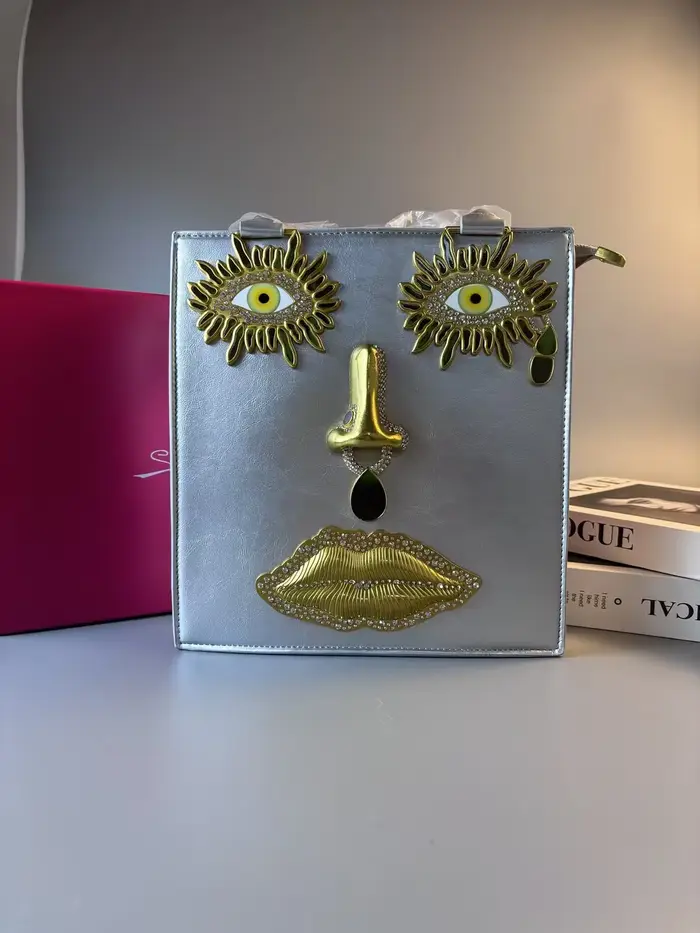 Nouveau sac à main pour femme en cuir noir de haute qualité, sac de luxe de marque avec bijoux, yeux