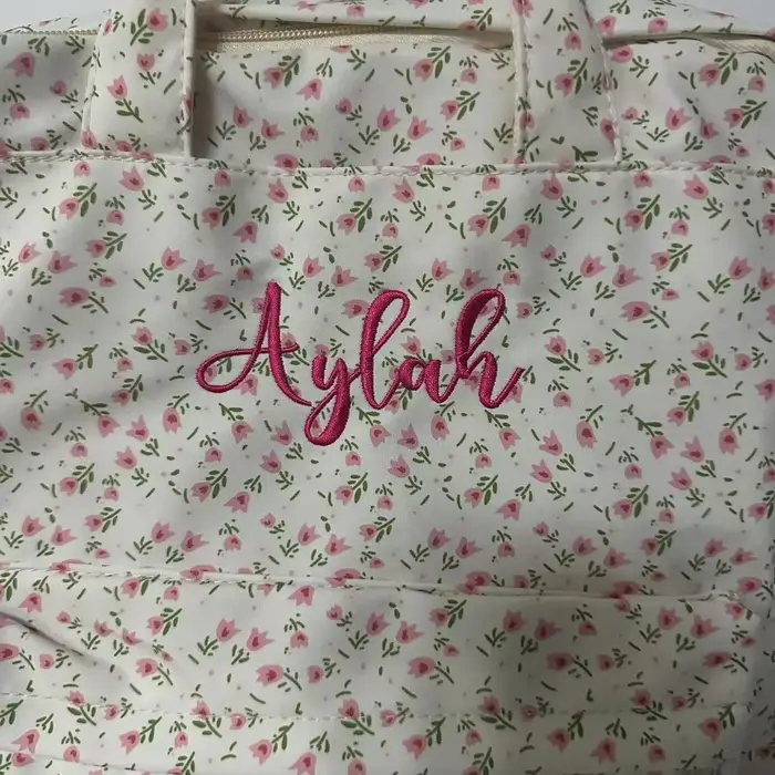 Sac à dos floral personnalisé pour filles douces, lycéennes légères, noms brodés pour sacs à dos pour filles
