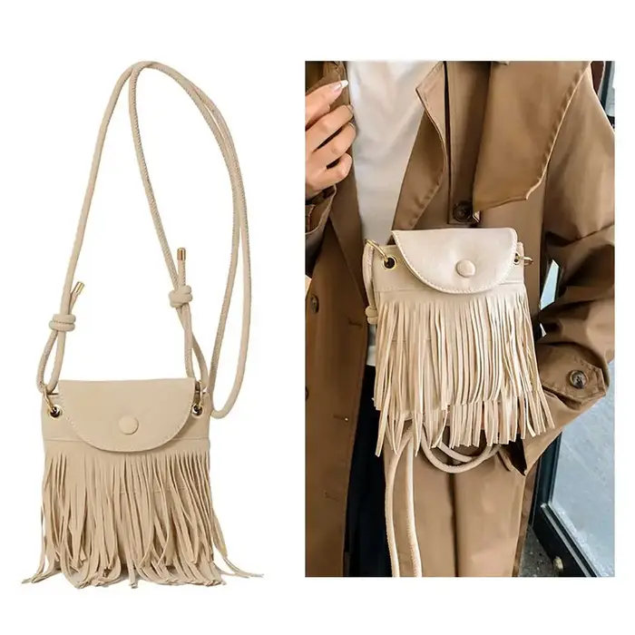 Sac messager à franges avec sangle réglable