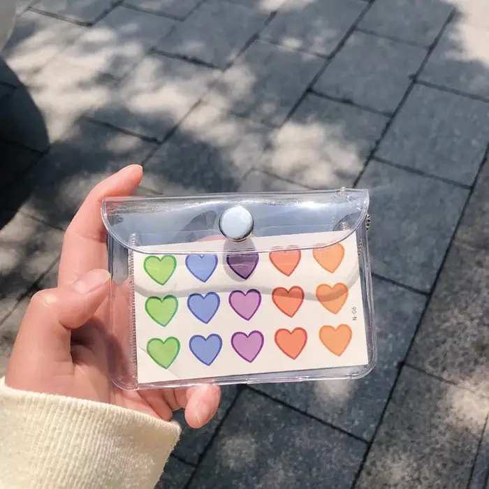 Pochette à cartes transparente mignonne style Ins