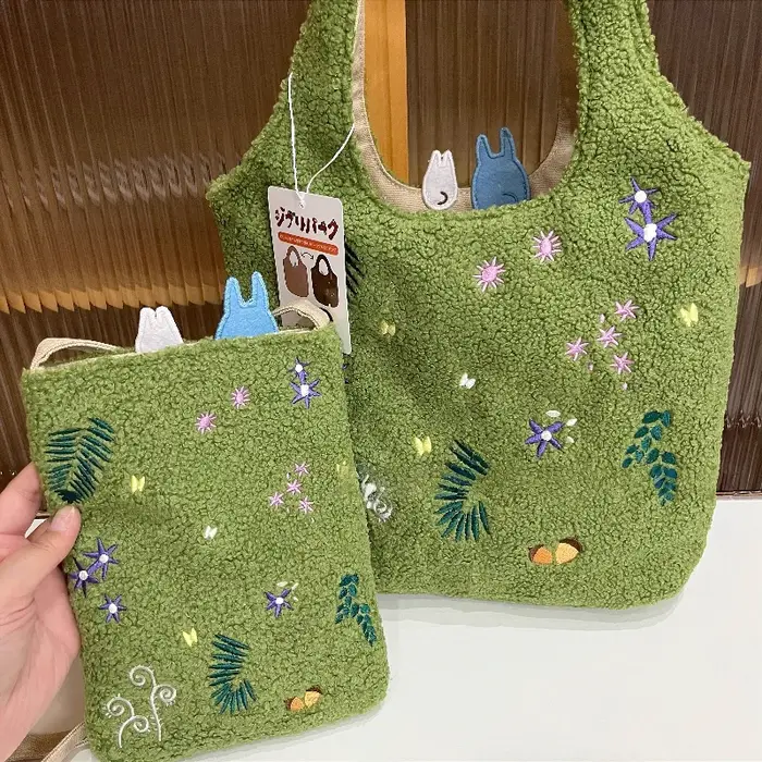 Nouveau chat de dessin animé brodé agneau en peluche une épaule sac à main mignon parc limité sac de messager sac de téléphone portable