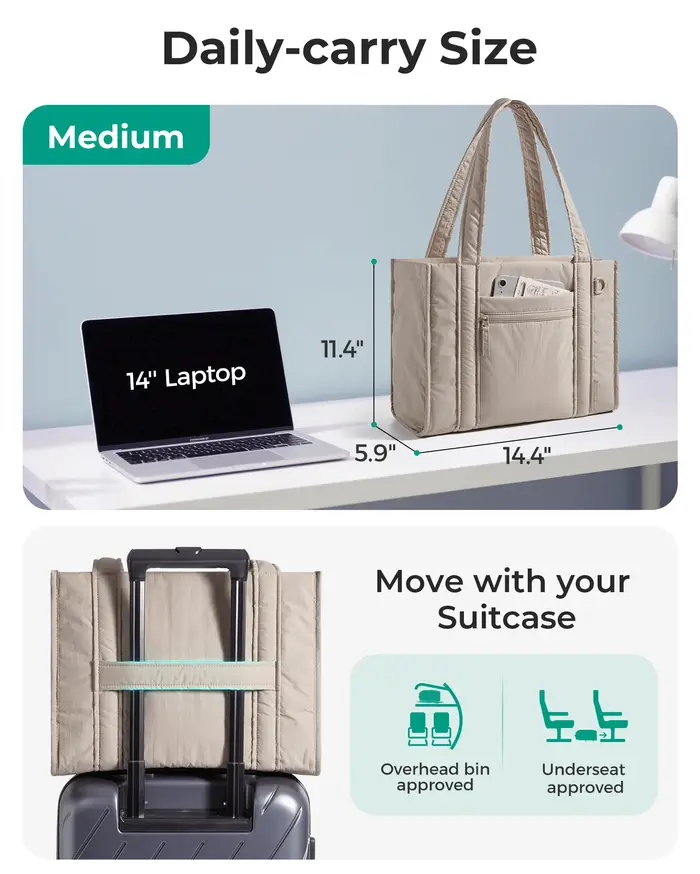 BAGSMART petit sac fourre-tout pour femmes sac à bandoulière multifonctionnel avec fermeture éclair grande capacité voyage travail collège sac à main