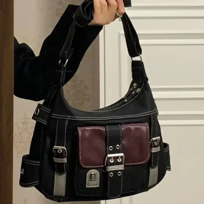 Sac à bandoulière vintage en cuir PU pour femme