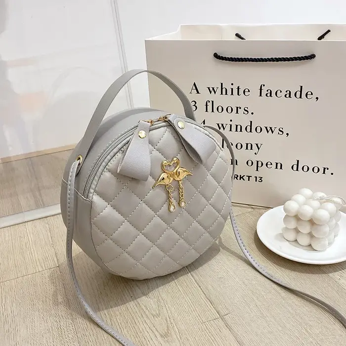 Sac à main décontracté brodé à grille de diamant, petit sac à bandoulière rond, offre spéciale de la