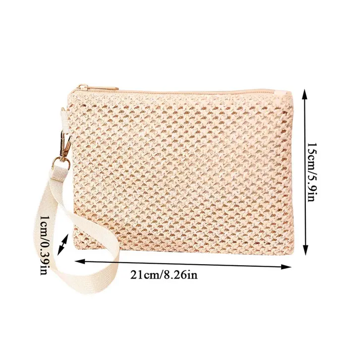Sac à dos en paille tissé fait à la main pour femmes, pocommuniste pour filles, sac de messager, porte-monnaie, portefeuille de plage, dragonne, mode pour dames