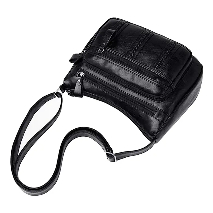Sac à bandoulière en cuir souple multicouche pour femme