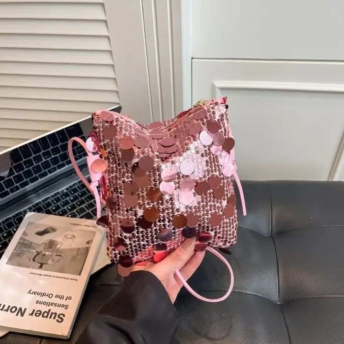 Sac à bandoulière mini en sequins pour femme