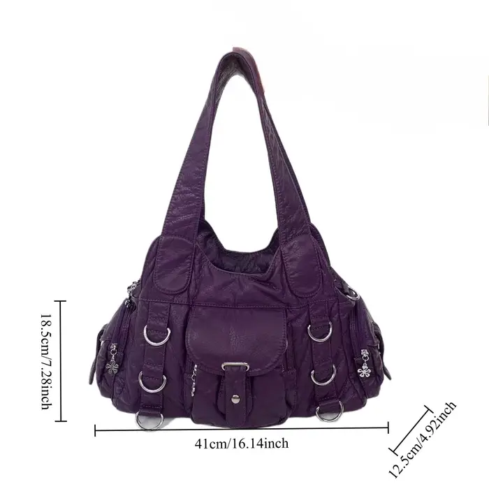 Sac fourre-tout punk à rivets personnalisé de style de rue pour femme avec grande capacité et plusieurs poches