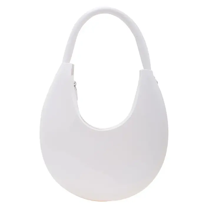 Sac à Main Demi-Lune en PVC Souple pour Femme, Sacoche de Styliste, de Luxe, Assressenti, Nouvelle C