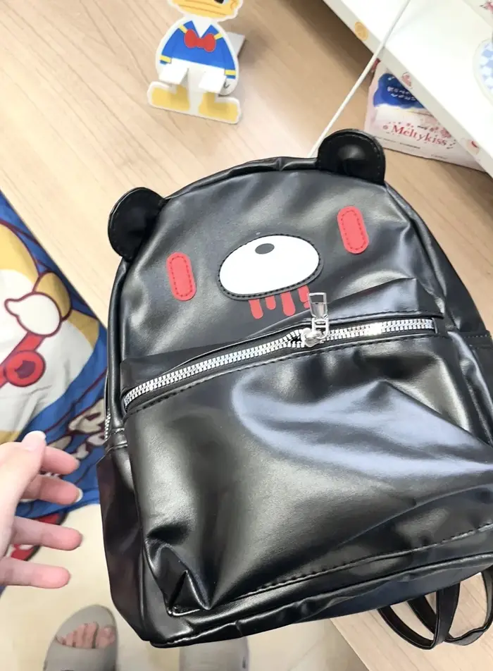 Sac à dos en cuir PU noir Y2K