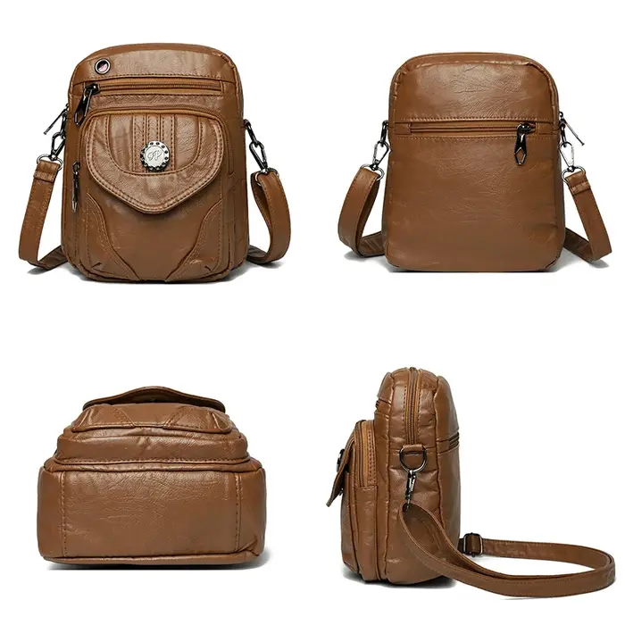 Petit sac à bandoulière en cuir Pu souple pour femmes