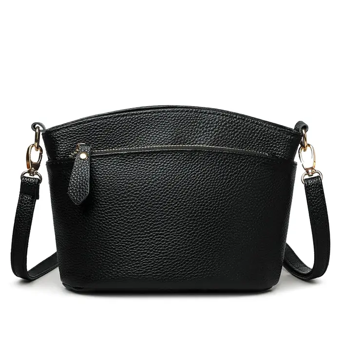 Sac à main en cuir véritable pour femmes, sac à bandoulière polyvalent de couleur unie, sac à bandou