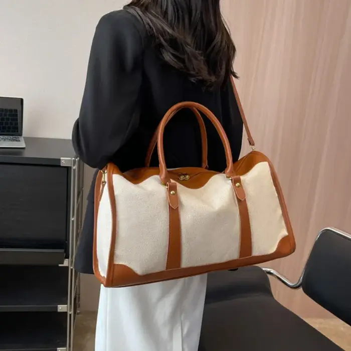 Sac à main de rangement de voyage pour femme, sac à bagages de fitness vintage, sac à bandoulière initié unique, grand sac en nylon et cuir PU, 2024 sacs à main