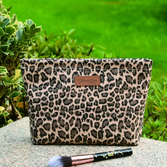 Grand sac de maquillage imprimé léopard – Sac à main élégant et mignon pour femmes et filles