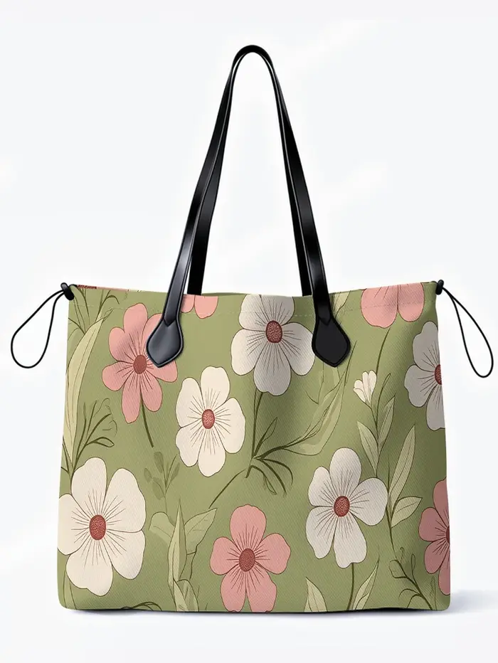 Sac fourre-tout vintage à imprimé floral rose et blanc