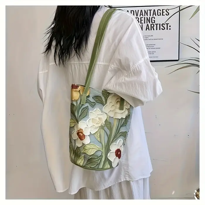 Sac seau Oxford à fleurs d'été de grande capacité pour femmes