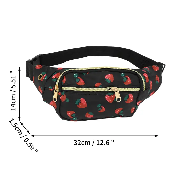X Autohaux Sac banane motif fraise noir rouge 1 pièce