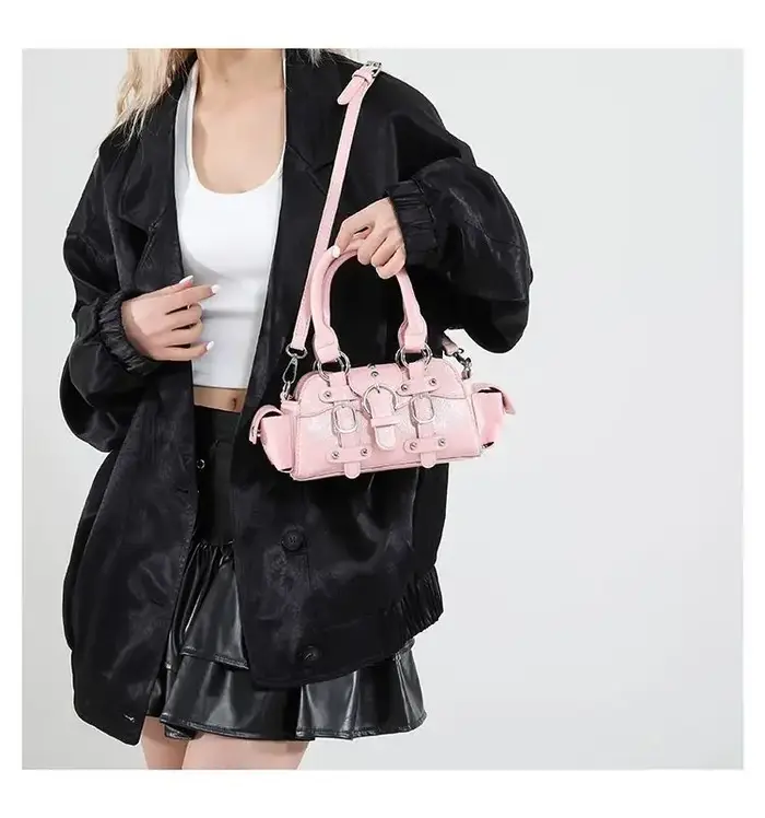 JIAERDI Vintage rose Y2k sac de messager sac à main femmes 2025 cuir Rivet Chic poignée décontracté sacs à bandoulière