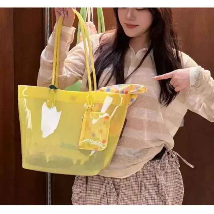 Sac fourre-tout transparent en PVC couleur gelée
