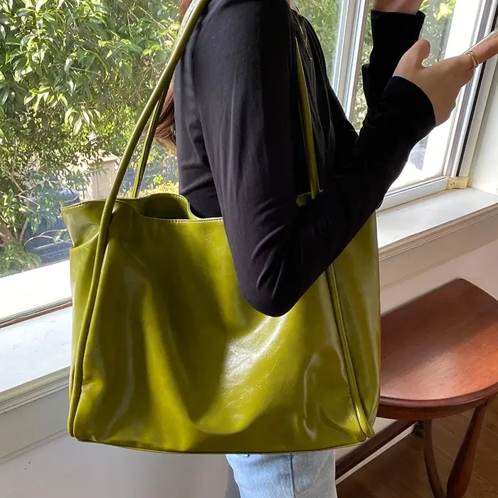 Sac à main Vintage vert pour femmes, grande capacité, sacs à bandoulière en Pu souple, sous les bras