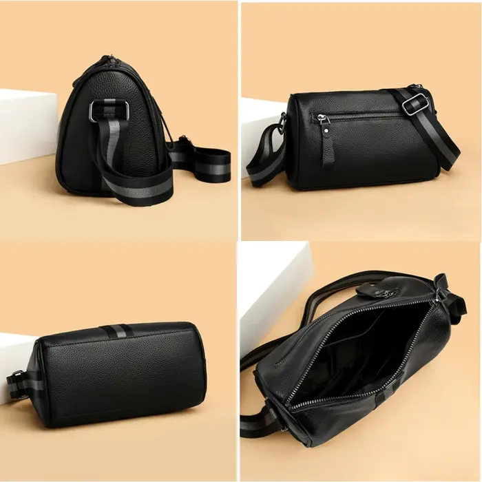 Couleur unie peau de vache fourre-tout de luxe en cuir véritable souple Sac à main mode femmes Sac à bandoulière