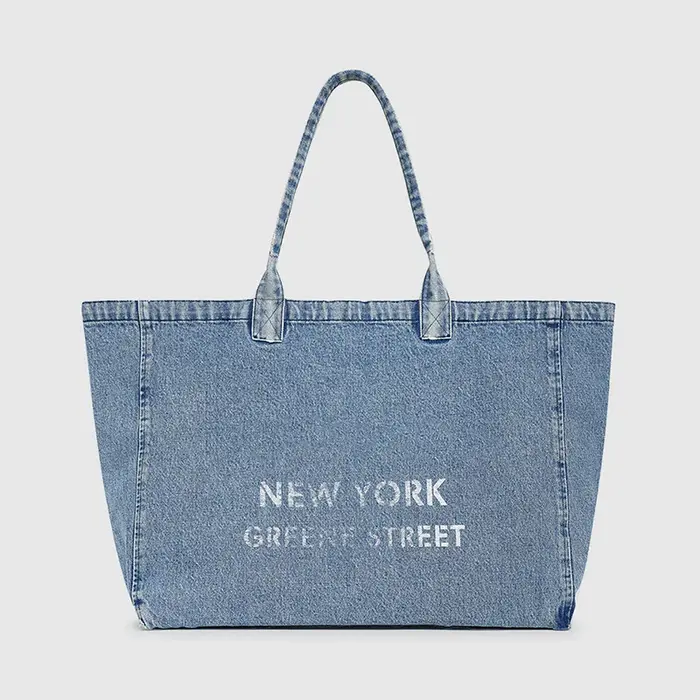 Sac fourre-tout en toile denim pour femme, grande capacité, sac de shopping, sac à main décontracté