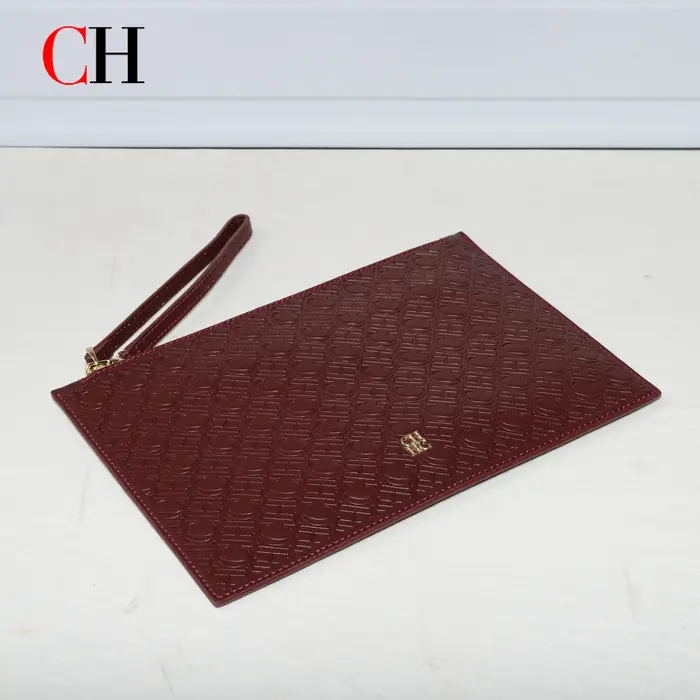 Pochette CH pour femme en cuir PU gaufré monogramme