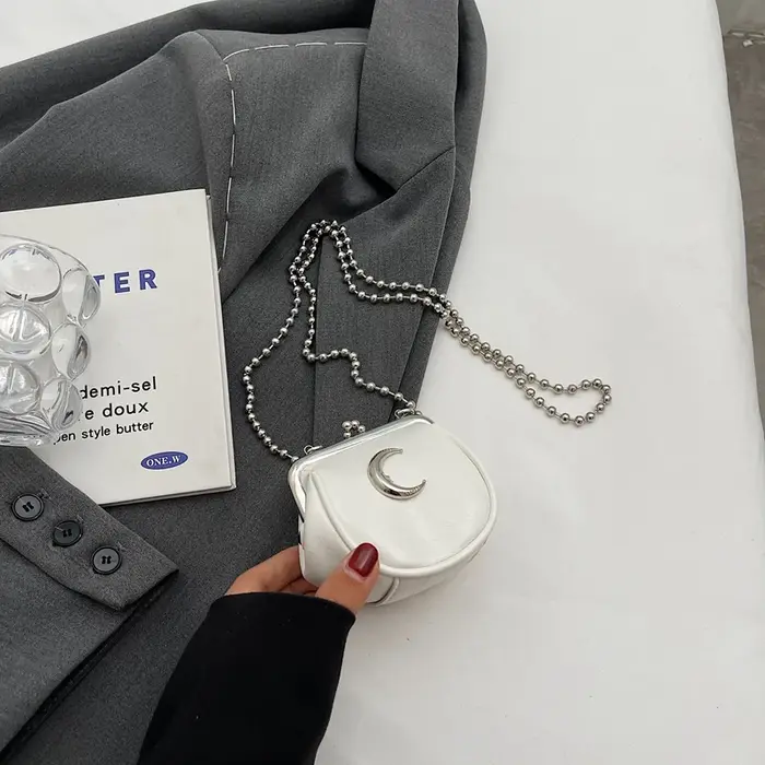 Mini sacs à bandoulière en cuir argenté pour femmes