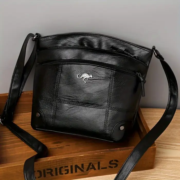 Sac bandoulière en cuir de style vintage avec compartiments multi-couches
