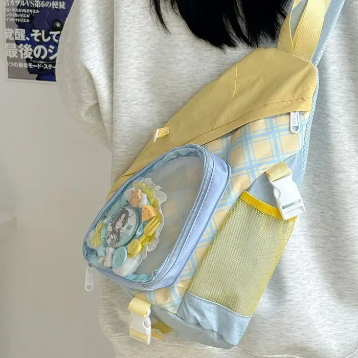 Sac de poitrine de grande valeur pour fille, Version japonaise et coréenne, mignon et doux, transfrontalier en diagonale, sac Transparent Ulzzang Ita Y2K