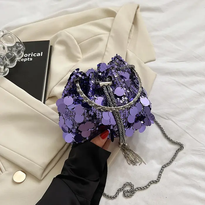 JOTassel-Sac à bandoulière à paillettes pour femme
