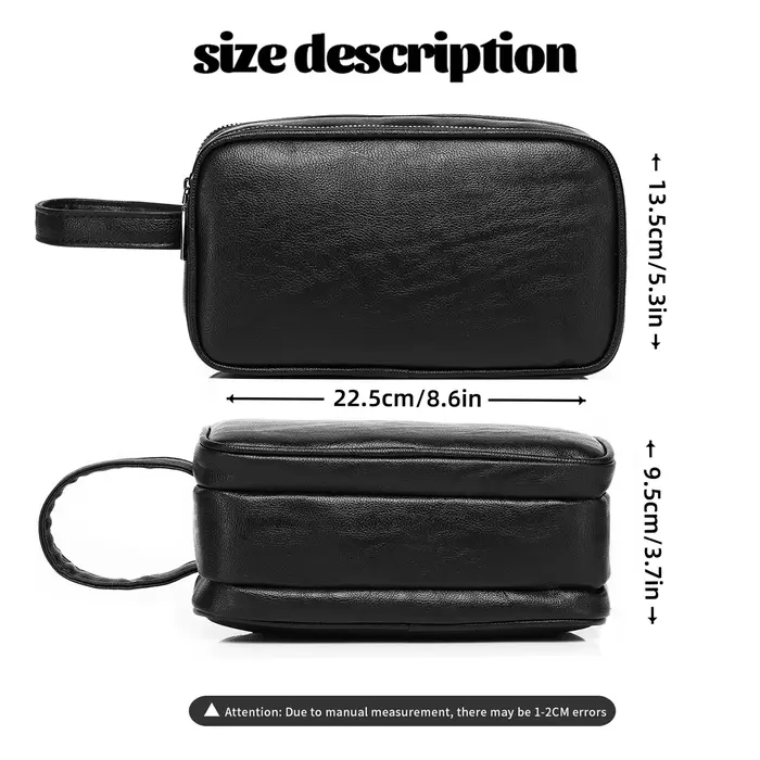 Pochette en cuir PU pour homme avec sangle de poignet