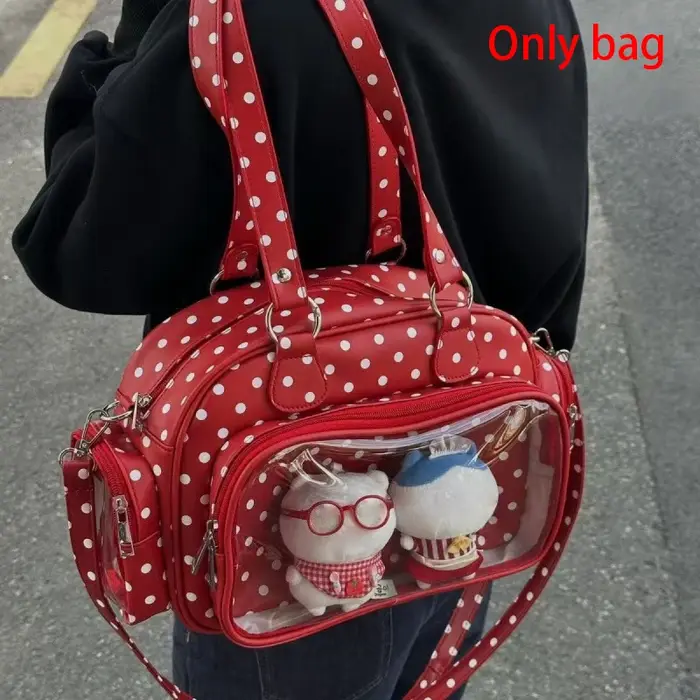 Sac à bandoulière multi-poches Y2K élégant et simple, motif pois, sac Ita japonais pour badges et ca