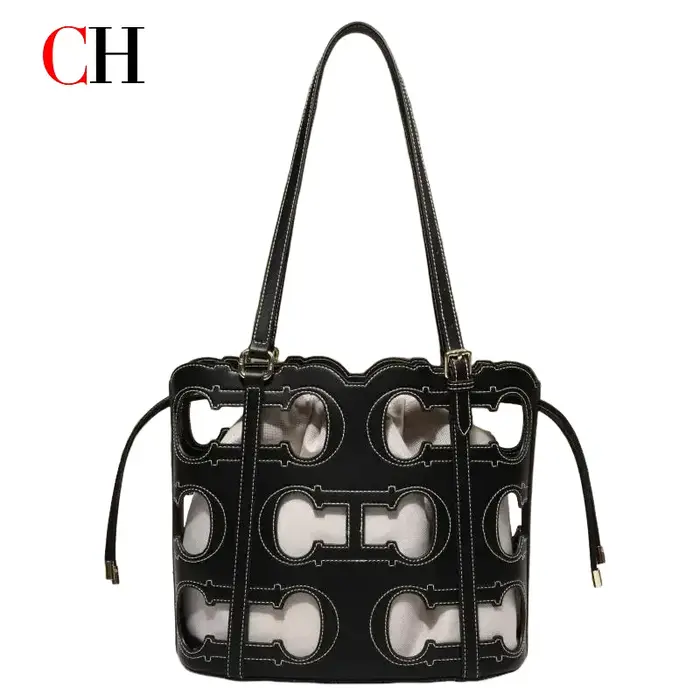 CH – sac à main de marque haut de gamme pour femmes, ajouré, grande capacité, Simple, à bandoulière,