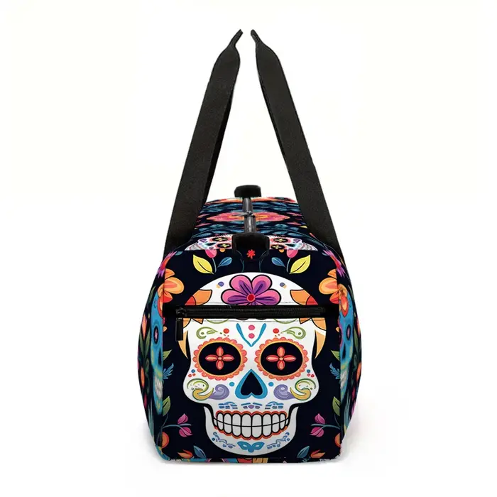 Sac de voyage coloré à grande capacité avec motif de crâne pour garçon/fille
