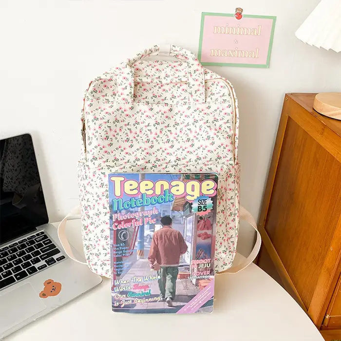 Sac à dos floral personnalisé pour filles douces, lycéennes légères, noms brodés pour sacs à dos pour filles