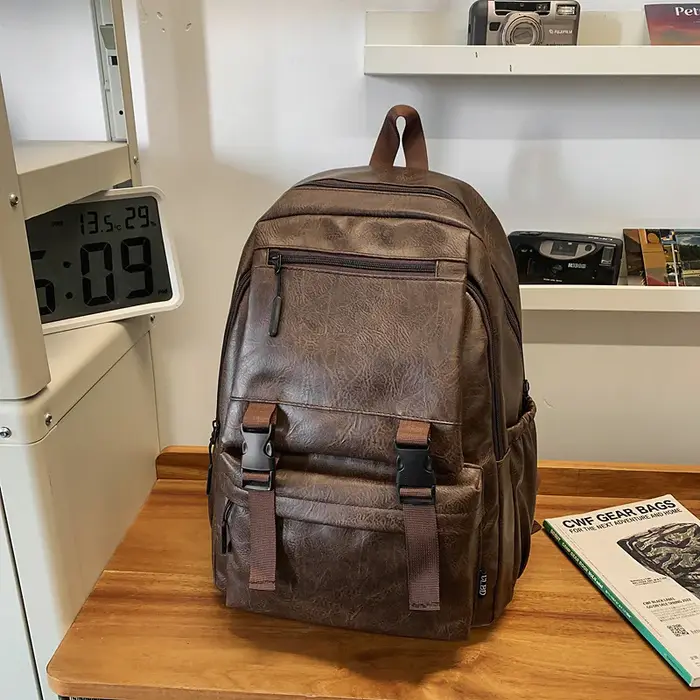 Sac à dos pour hommes mode cuir Pu étanche homme pochette d'ordinateur sacs à dos coréens grand sac d'école mâle sac à dos étudiant Pc sac à dos