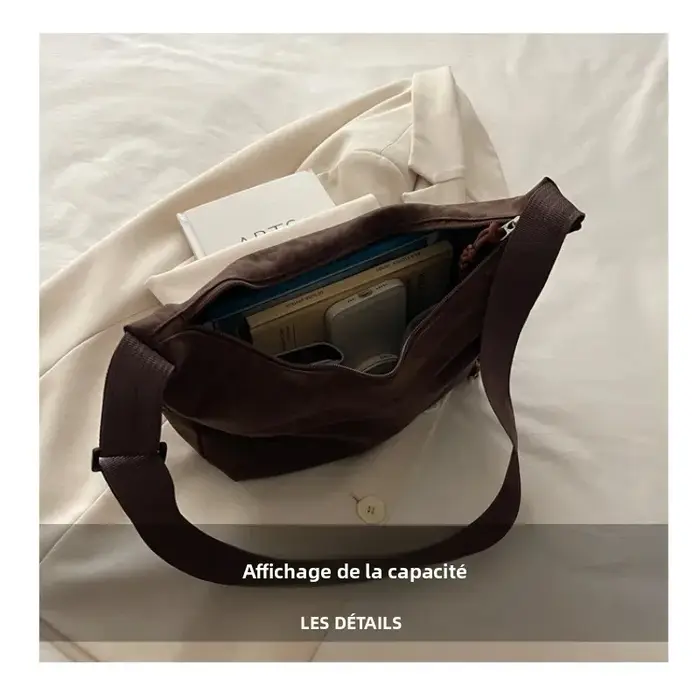 Sac à bandoulière en daim imprimé léopard pour femme 2026 – Grande capacité