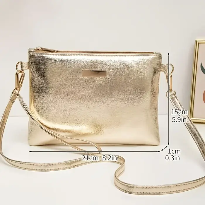 Sac à bandoulière élégant doré brillant