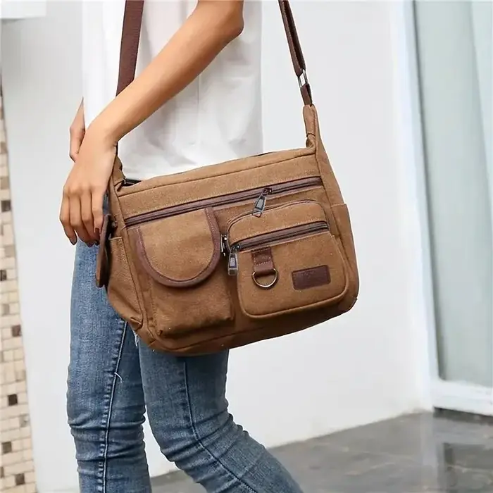 Nouveau Nouveau sac à bandoulière multi-poches sac de messager pour étudiant voyage sac casual