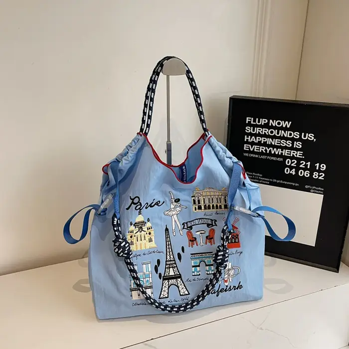Sac à bandoulière en toile à motifs colorés pour femme