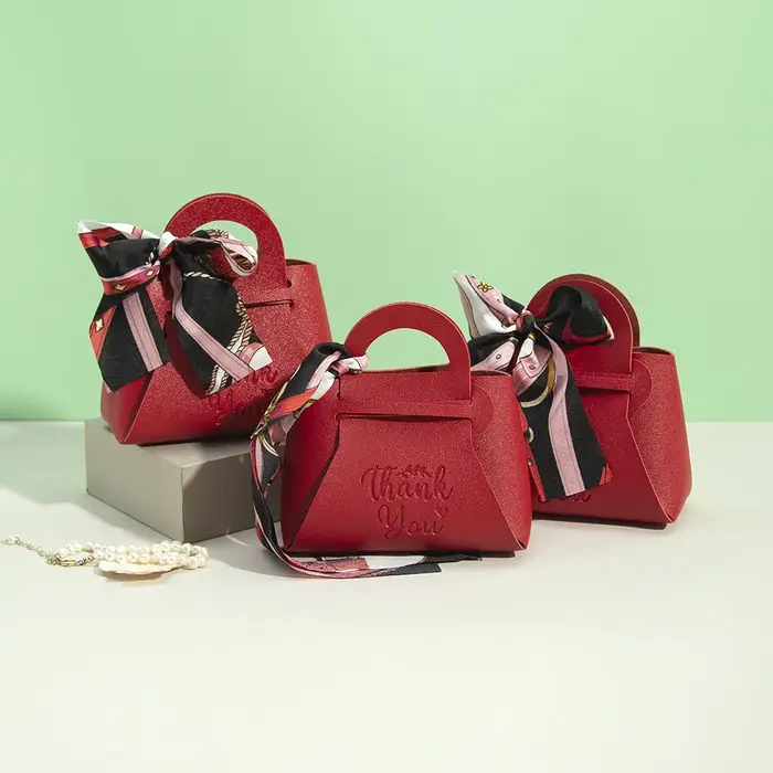 Mini sacs cadeaux de pâques en cuir avec ruban à nœud