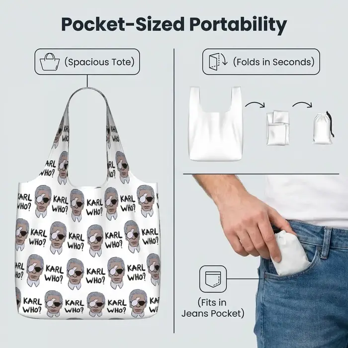 Sac fourre-tout Karl Who en toile grande capacité, sac à bandoulière, sac de courses pour femmes