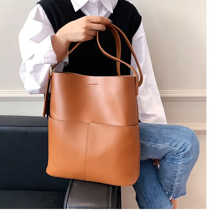 À la mode 2025 femmes en cuir épaule seau sacs