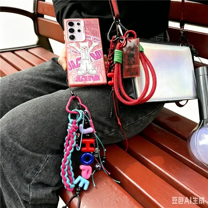 En stock : Charm de sac en corde tressée fait main Bte