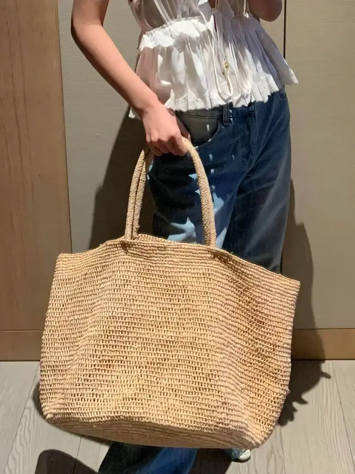 Grand sac fourre-tout en rotin tressé à la main pour femmes