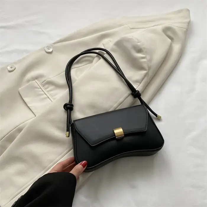 Sac à bandoulière en cuir de couleur unie pour femmes