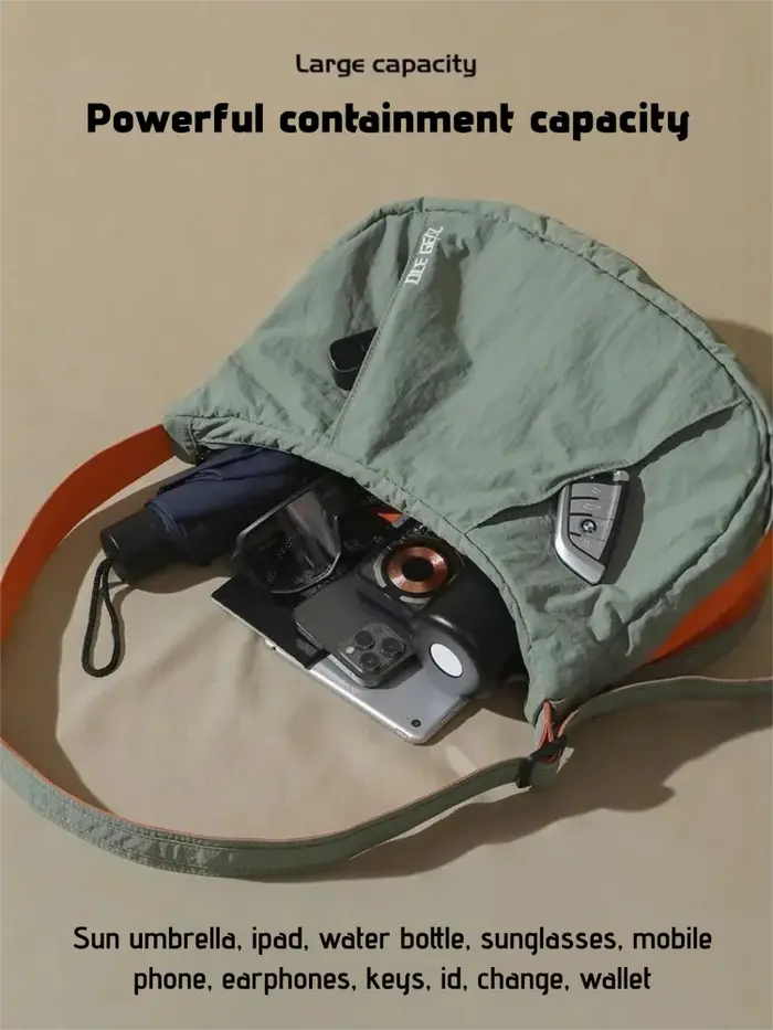 Sac à bandoulière extensible, imperméable, léger, grande capacité, sangle réglable, sac messager pou