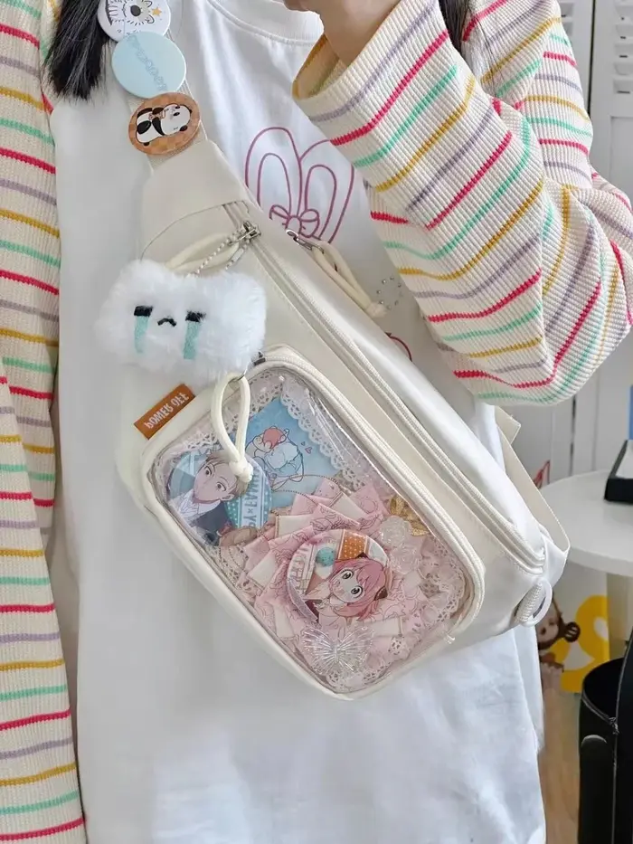 Kawaii japonais Y2K sac de poitrine femmes Lolita mignon sac à bandoulière filles Transparent Itabag sacs à main